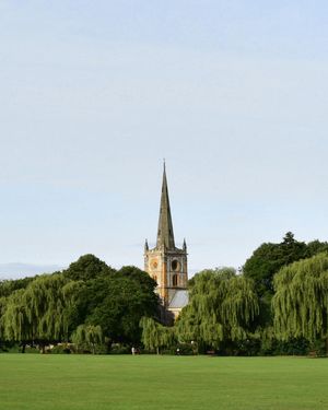 A photograph of Holy Trinity Church and the Recreation Ground